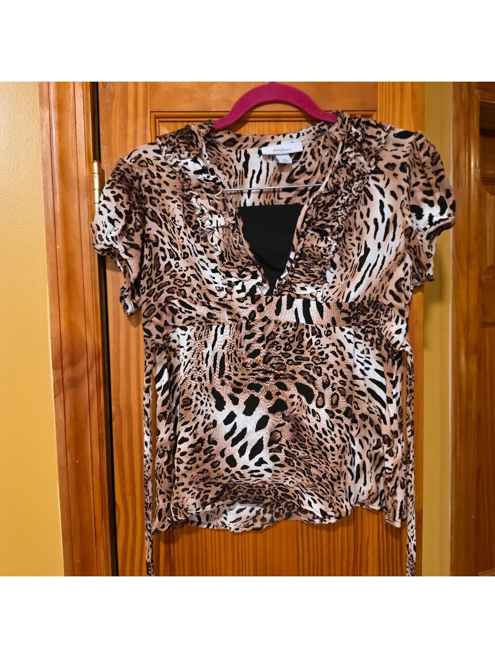 dressbarn animal print short sleeve blouse